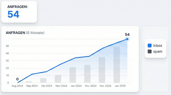 Anfragen-Wachstum über 6 Monate - 54 Anfragen durch GEO-Optimierung